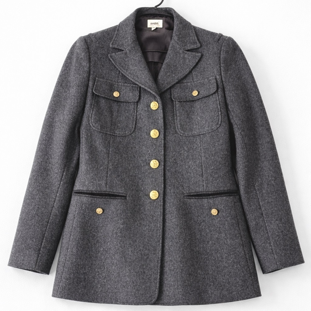 Vintage Fossil Military Style Wool Blend Jacket - Size: M